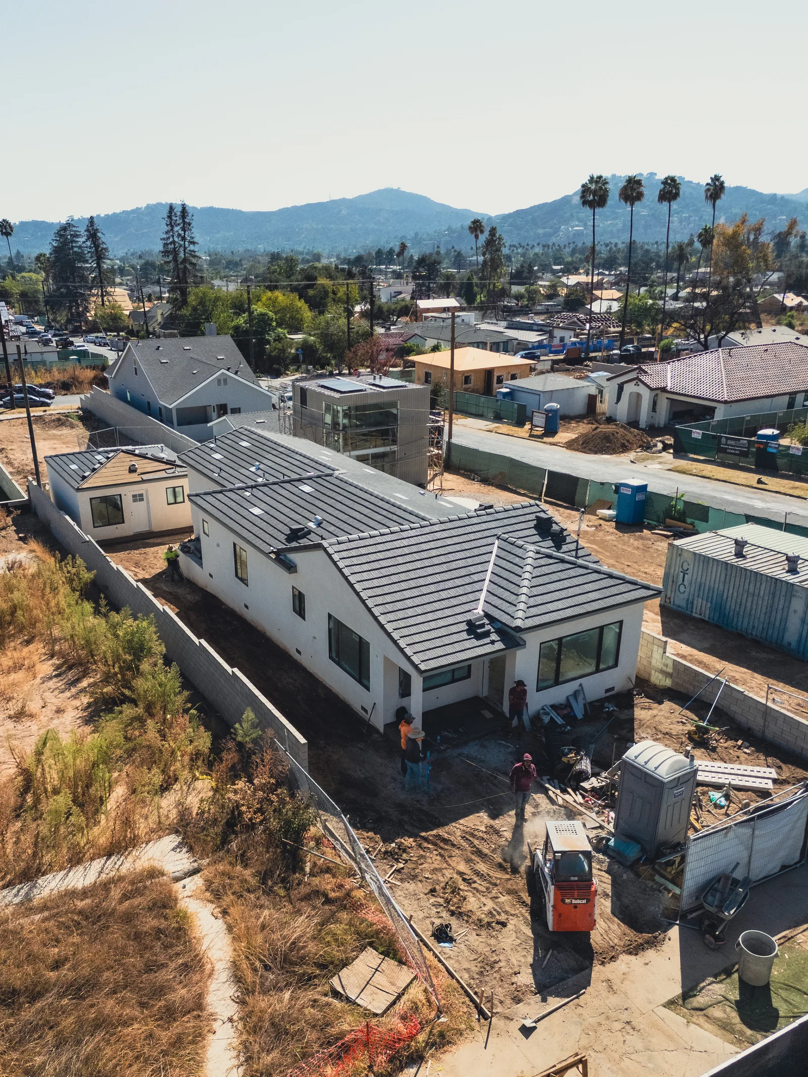 Aerial photograph of a construction project